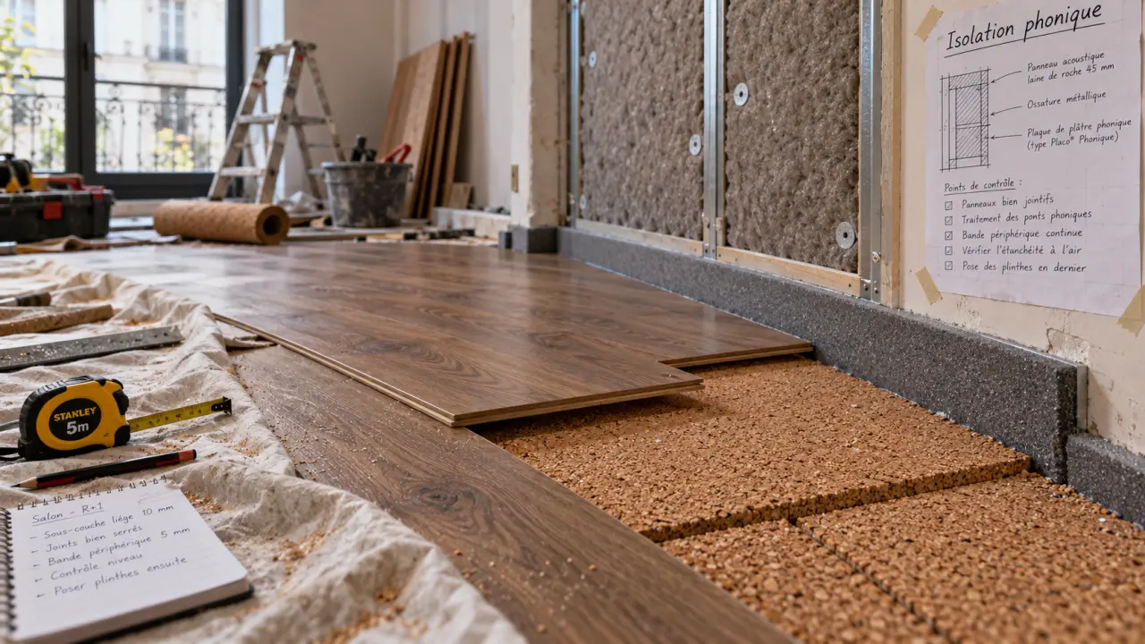 Liège et isolation phonique : 4 mm sous parquet, sous-couche en liège