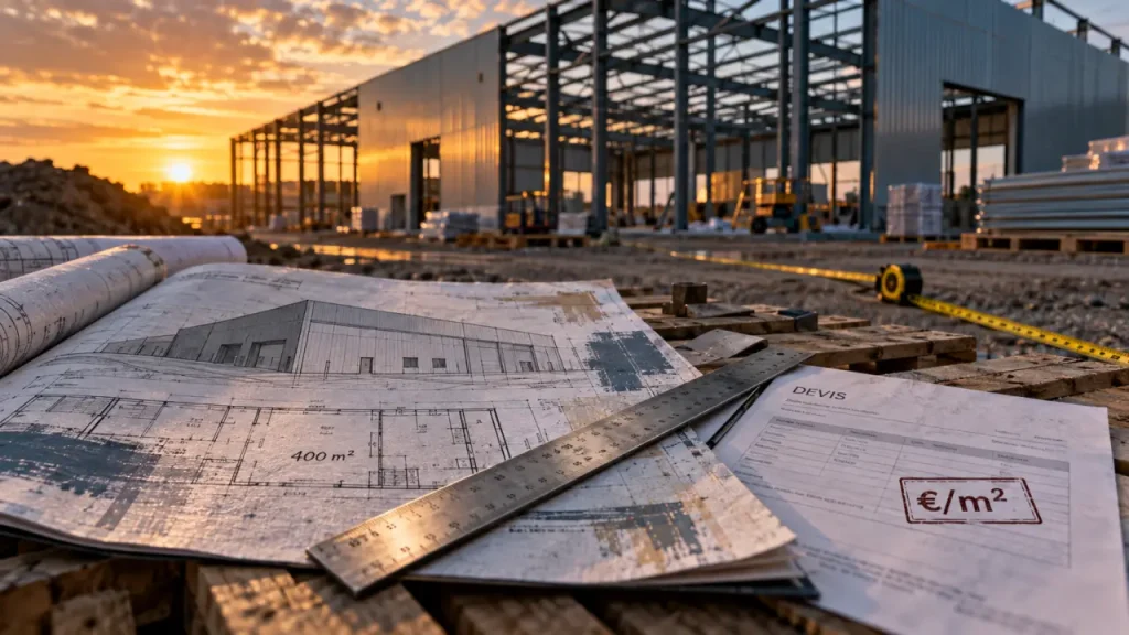 Bâtiment industriel de 400 m² : 46 221 € le modèle standard, le double en clé en main