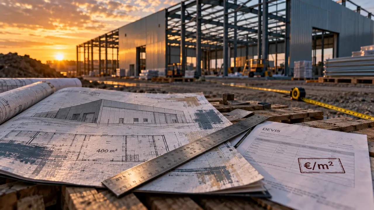 Prix bâtiment industriel 400 m2 : 46 221 € devis standard chantier