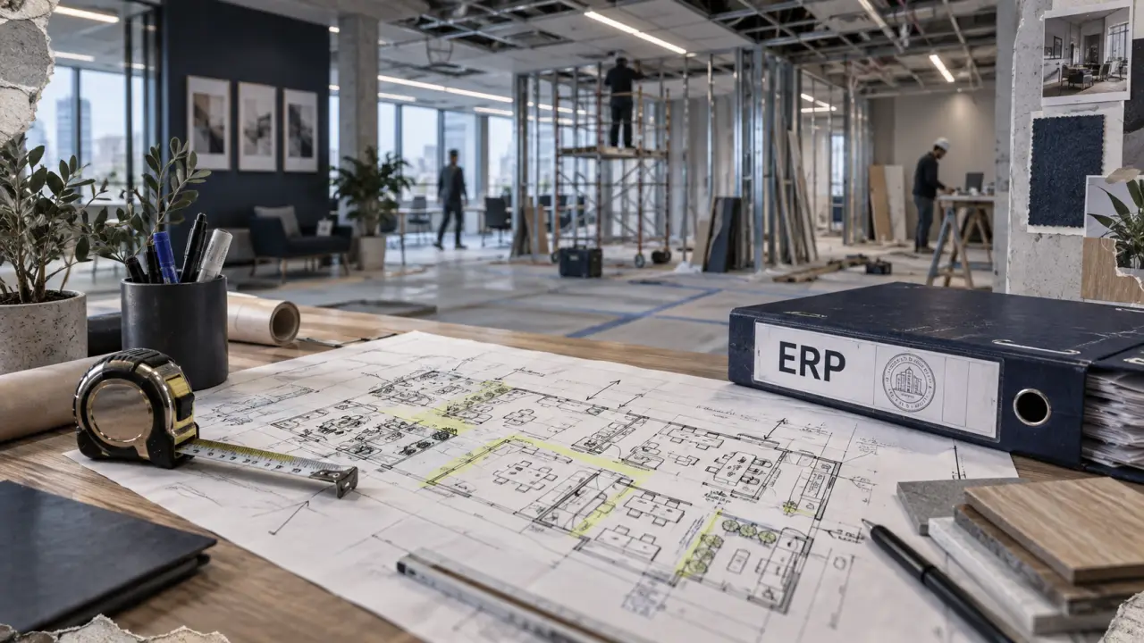 Travaux de rénovation de bureaux et locaux commerciaux : open space en rénovation, plan ERP et mètre ruban